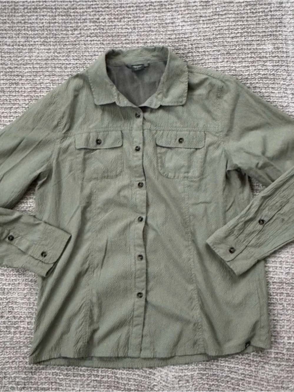 EMS Men's Long-Sleeve Button-Down Shirt - Olive Green & Light Gray